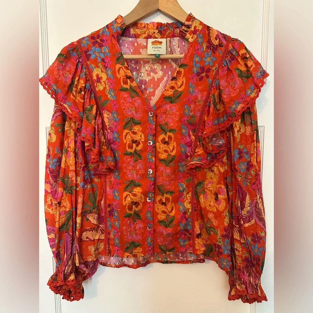 FARM Rio Red Spring Bananas Blouse - Picture 7 of 16